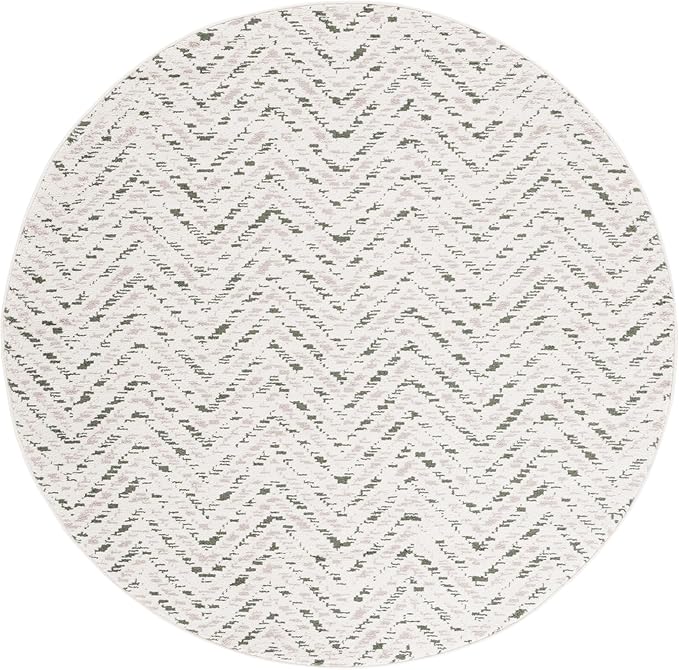 SAFAVIEH Adirondack Collection Round Rug - 6' Round, Ivory & Dark Green, Transitional Design, Stain Resistant, Ideal for High Traffic Areas in Living Room, Bedroom & Dining Room (ADR104X-6R)