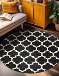 Rugs.com Lattice Collection Rug – 3 Ft Round Black Medium-Pile Rug Perfect for Kitchens, Dining Rooms