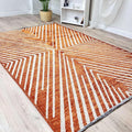 Alfa Rich 5x8 Geometric Burnt Orange Off White Washable Area Rugs for Living Room Bedroom Cotton Rug