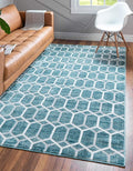 Rugs.com Lattice Trellis Collection Rug – 3' x 5' Blue Low-Pile Rug Perfect for Living Rooms, Large Dining Rooms, Open Floorplans