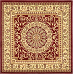 Unique Loom Versailles Collection Traditional Classic Medallion Floral Motif Area Rug (6' 0 x 6' 0 Square, Burgundy/ Ivory)