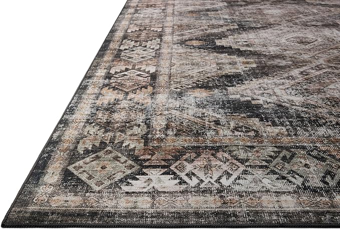 Loloi Amber Lewis Josie Collection JOS-04 Ink/Earth 7'-6" x 9'-6", .13" Pile Height, Low Profile, Machine Washable, Area Rug