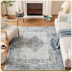 Istana 5x7 Area Rug - Blue Rugs for Living Room 5x7 - Foldable Rugs for Bedroom - Stain Resistant Washable Rug - Eco-Friendly Boho Area Rugs - Easy to Clean Living Room Rug