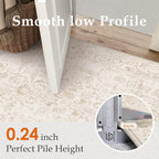 Beige Area Rug 6x9 Machine Washable Vintage Living Room Distressed Non Slip Carpet Traditional Indoor Bedroom Retro Floral Accent Throw Large Rug for Office Kitchen Dining Room