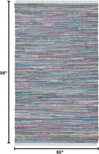 SAFAVIEH Rag Rug Collection Area Rug - 5' x 8', Aqua & Multi, Handmade Boho Stripe Cotton, Ideal for High Traffic Areas in Living Room, Bedroom (RAR121K)