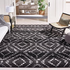 SAFAVIEH Area Rug 8x10 - Adirondack Collection - Large - Black & Ivory, Geometric Trellis Pattern, Non-Shedding & Easy Cleaning, Ideal for Living Room, Bedroom, Office, Dining Space (ADR131A)