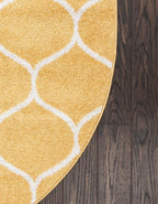 Rugs.com Lattice Frieze Collection Rug – 3' 3 x 5' 3 Oval Yellow Medium Rug Perfect for Living Rooms, Large Dining Rooms, Open Floorplans