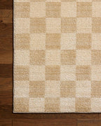 Loloi Chris Loves Julia Calvin Collection CLV-01 Wheat/Ivory 11'-6" x 15'-7" Area Rug Checkered Neutral Soft Living Room Bedroom Carpet