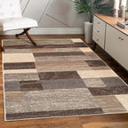 Superior Indoor Area Rug, Jute Backed, Modern Geometric Patchwork Floor Decor for Bedroom, Office, Living Room, Entryway, Hardwood Floors, Rockwood Collection, 3' x 5', Slate