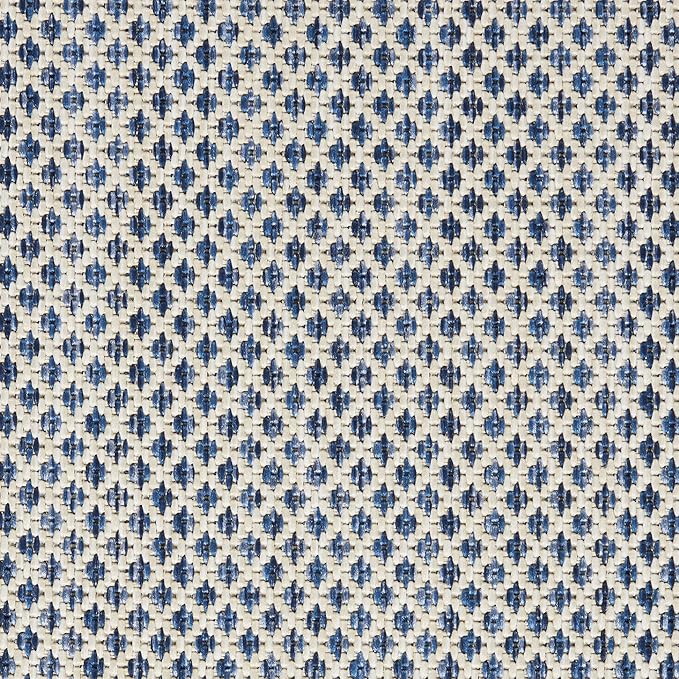 Nourison Home Courtyard Ivory Blue 6' x Round Area Rug - Easy Clean, Non Shedding, Bed Room, Living Room, Dining Room, Kitchen (6' x Round)
