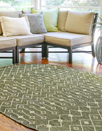 Unique Loom Outdoor Trellis Collection Area Rug - Tribal Trellis (5' 3" x 8' Oval, Green/ Natural)