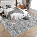 RUGSREAL Bedroom Area Rug 4x6 Modern Abstract Area Rug Stain Resistant Living Room Rug Contemporary Dining Room Rug Non-Slip Solid Rug Aesthetic Accent Floor Carpet for Kitchen Office, Ivory/Grey