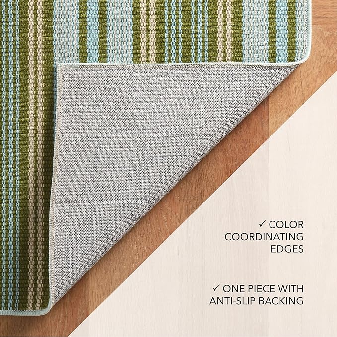Dash and Albert Caravan Machine Washable Area Rug - 4' x 6' Multicolor Stripe Washable Accent Rug Durable, High Traffic Area Kitchen, Hallway, Bedroom, Stairs