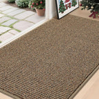 BEQHAUSE Dirt Trapper Door Mat 36" x 60", Non-Slip Washable Doormats Entrance Mat, Dirt Resistant and Absorbent Welcome Mat, Low Profile Floor Mats for Front Back Door and Entryway, Beige