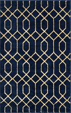 Unique Loom Glam Collection Area Rug - Trellis (3' 3" x 5' 3" Rectangle, Navy Blue Gold/ Gold)
