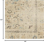 RUGGABLE Washable Vintage Area Rug – Kamran Ivory Opal 8x10, Stain-Resistant, Non-Slip – Large Machine Washable Rugs for Living Room, Bedroom, Hallway, Entryway & Office–with Standard Pad