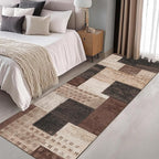 Modern Geometric Patchwork Indoor Runner Rug for Living Room, Chocolate 2'x 6' Rug Rockwood Collection Hardwood Floors Decor for Bedroom, Brown Throw Carpet for Office Entryway Dining Room