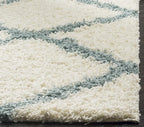 SAFAVIEH Area Rug 8x10 - Dallas Shag Collection - Large - Ivory & Light Blue, Trellis Pattern, Non-Shedding & Easy Cleaning, Plush Thick Pile, Ideal for Living Room, Bedroom, Dining Space (SGD257J)