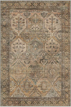 Bavni 2x3 Entryway Rug Bathroom Rugs for Front Door Bedroom Bathroom Kitchen, Washable Vintage Print Carpet, Ultra-Thin Chenille Lightweight Rug with Non Slip Backing, Warm Taupe