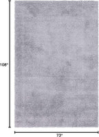 Unique Loom Davos Shag Collection Area Rug - Solid (6' 1" x 9' Rectangle, Sterling)