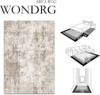 6x9 Washable Area Rug Brown Grey Abstract Living Room Bedroom Throw Rug Neutral Modern Non Slip Soft Low Pile Indoor Carpet for Dining Room Office Entryway
