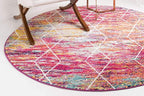 Unique Loom Trellis Frieze Collection Area Rug - Geometric (7' Round, Multi/ Ivory)