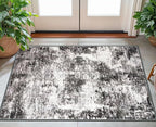 Modern Abstract Small Area Rug Indoor 3x5 Washable Rug Non-Slip Soft Black Grey Entryway Rug Kitchen Mats Thin Print Faux Wool Floor Carpet Throw Rugs for Entrance Bedroom Home Decor