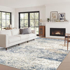 Art&Tuft Washable Rugs 5x7, Abstract Area Rugs for Living Room - Non Slip and Low Pile Soft Thin 5x7 Rug for Bedroom, Dining Room, Kitchen, Office, Blue