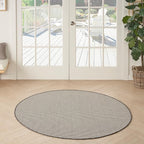 Nourison Home Courtyard Ivory Charcoal 5' x Round Area Rug - Easy Clean, Non Shedding, Bed Room, Living Room, Dining Room, Kitchen (5' x Round)