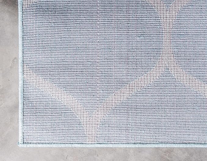 Rugs.com Lattice Frieze Collection Rug – 2' x 6' Runner Light Blue Medium Rug Perfect for Living Rooms, Large Dining Rooms, Open Floorplans