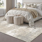 Modern Abstract Beige Gray Area Rug 4x6 Entryway Machine Washable Office Carpet Kitchen Door Mat Indoor Accent Throw Low Pile Non Slip Distressed Living Dining Laundry Room Bedroom