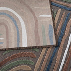 CAMILSON Indoor Outdoor Rug, Brown 8x10 Geometric Arch Striped Area Rugs for Patio and Home Areas, Easy-Cleaning Non-Shedding Living Room, Garden and Deck Washable Outside Carpet (8 x 10)