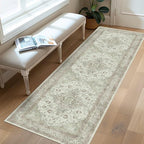 vivorug Runner Rug 2'x8' Vintage Floral Washable Non-Slip Runners for Hallways Kitchen Entryway Laundry Room Carpet Hallway Runner Sage Green