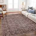 Area Rug 6'x9' Washable Vintage Traditional Floor Cover Thin Retro Kitchen Indoor Distressed Non Slip Carpet for Living Room Bedroom Dining Room