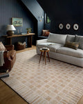 Loloi Chris Loves Julia Calvin Collection CLV-03 Bone/Natural 5'-3" x 5'-3" Round Area Rug Checkered Neutral Soft Living Room Bedroom Carpet