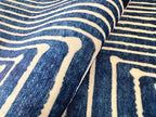 GLN Rugs Contemporary Collection - Machine Washable Area Rug, Contemporary Washable, Non Slip, Low Pile Chenille Rug, Living Room, Bedroom, Kitchen Rug (5' x 7' Lines Blue)