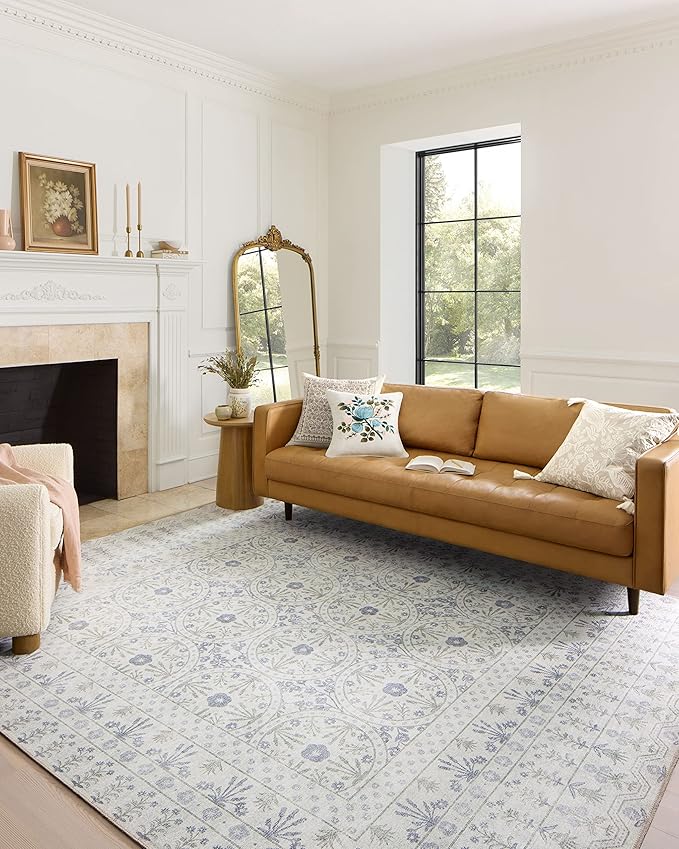 Loloi Rifle Paper Co. Maison Collection MAO-03 Rosette Ivory 3'-0" x 3'-0" Round, .19" Pile Height, Accent Rug