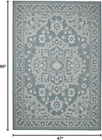 FH Home Flat Woven Outdoor Rug - Waterproof, Easy to Clean, Stain Resistant - Premium Polypropylene Yarn - Vintage - Patio, Deck, Porch, Balcony, Laundry - Shiraz - Ocean - 3ft 11 in x 5ft 6in
