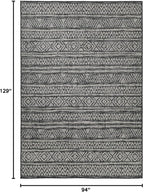 FH Home Flat Woven Outdoor Rug - Waterproof, Easy to Clean, Stain Resistant - Premium Polypropylene Yarn - Striped Boho - Large Patio, Deck, Sunroom - Amman - Charcoal - 7ft 10in x 10ft 9in