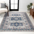 JONATHAN Y Modern Vintage Medallion Blue/Light Grey Indoor Area Rug, 8x10, Country, Floral, Easy-Cleaning for Living Room, Bedroom, Kitchen, Pet Friendly, Non-Shedding (MDP108A-8)