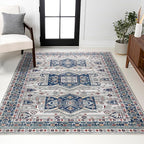 JONATHAN Y Modern Vintage Medallion Blue/Light Grey Indoor Area Rug, 8x10, Country, Floral, Easy-Cleaning for Living Room, Bedroom, Kitchen, Pet Friendly, Non-Shedding (MDP108A-8)