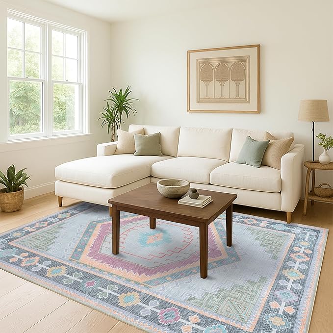 Oushak Rug, Turkish Vintage Floral Pastel Large Oversized Area Rugs for Living Room Dining Bedroom Kitchen Bathroom Nursery Runner Rugs (856GP, 2' x 3')