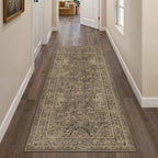 2x6 Brown Washable Vintage Runner Rug for Living Room Bedroom Soft Tranditional Non Slip Runner Area Rug Lightweight Floral Low Pile Distressed Runner Kitchen Hallway Bedroom