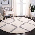 SAFAVIEH Dallas Shag Collection Area Rug - 8' Round, Ivory & Grey, Trellis Design, Non-Shedding & Easy Care, 1.5-inch Thick Ideal for High Traffic Areas in Living Room, Bedroom (SGD257F)