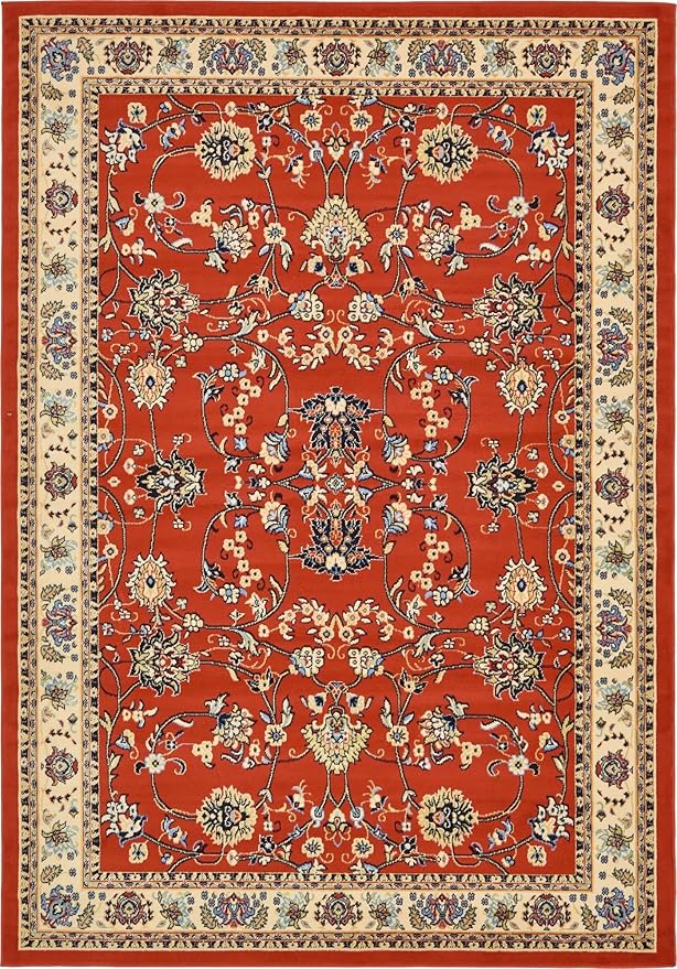 Unique Loom Sialk Hill Collection Area Rug - Washington (7' 1" x 10' Rectangle Terracotta/Cream)