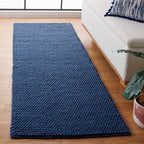 SAFAVIEH Natura Collection Runner Rug - 2'3" x 10', Navy & Blue, Handmade Wool Blend, Textured Design, Ideal for Hallway, Bedroom, Foyer (NAT620M)