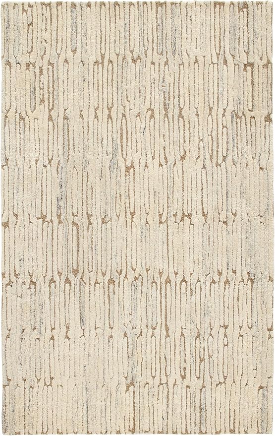 Dash & Albert Malone Oatmeal Hand Tufted Wool Rug, 4 X 6 Feet, Neutral Graphic Pattern - Premium Luxury Hotel Quality Soft Breathable Hypoallergenic Machine Washable Easy Care All Season