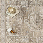2x6 Washable Vintage Runner Rug for Living Room Bedroom Non Slip Distressed Traditional Soft Runner Rug Beige Brown Low Pile Lightweight Floral Runner Kitchen Hallway Entrance