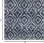 SAFAVIEH Adirondack Collection Area Rug - 3' Square, Navy & Ivory, Modern Diamond Distressed Design, Non-Shedding & Easy Care, Ideal for High Traffic Areas in Living Room, Bedroom (ADR131N)