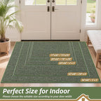 BEQHAUSE Dirt Trapper Door Mat 17" x 30", Non-Slip Doormats (Rolled-Up NO Creases) Washable Entryway Rug, Dirt Resist and Absorbent Welcome Mat, Low Profile Floor Mats for Front Back Door, Green